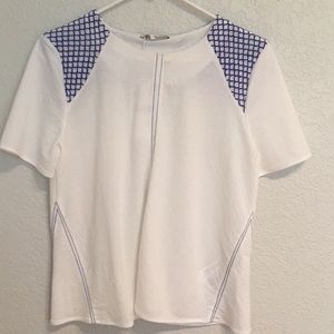 Zara white tee blue embroidery size s